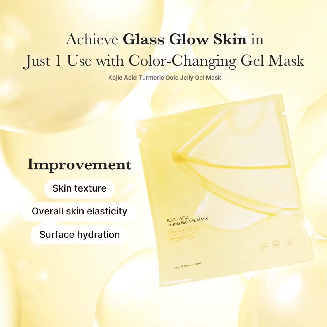 Kojic Acid + Turmeric Brightening Gel Mask – 4-Masks